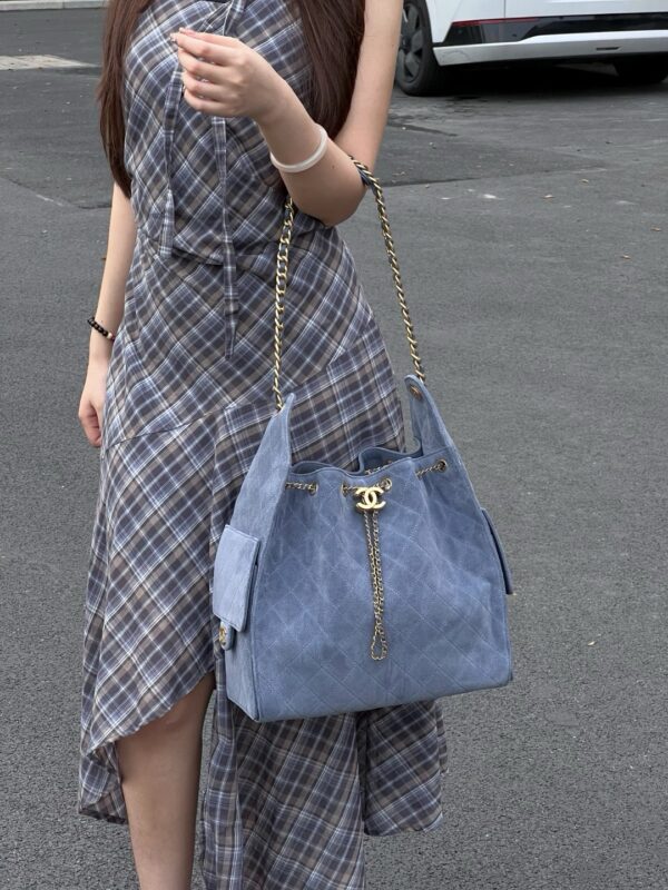 God Factory Chanel Bags Code 10443 25K Hobo Blue Medium Size 40x30x15cm