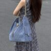 God Factory Chanel Bags Code 10443 25K Hobo Blue Medium Size 40x30x15cm