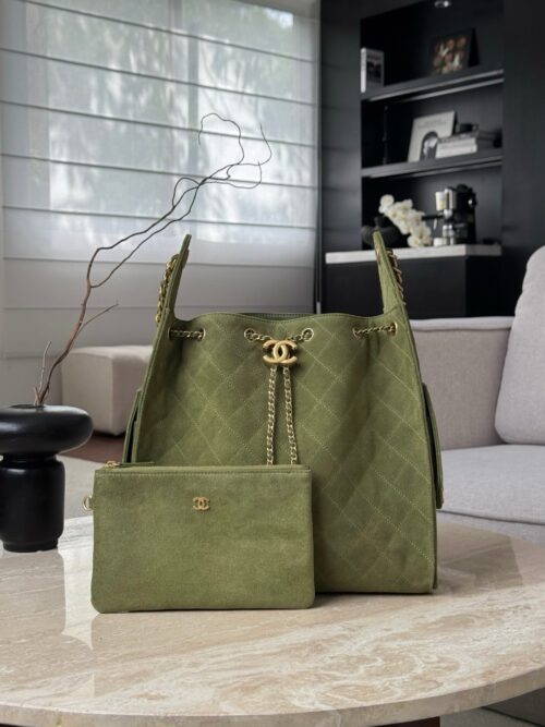 God Factory Chanel Bags Code 10442 25K Hobo Green Medium Size 40x30x15cm