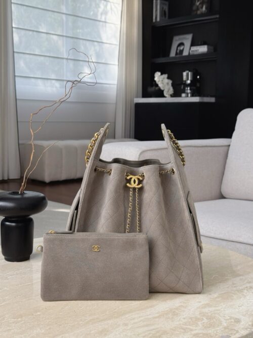 God Factory Chanel Bags Code 10440 25K Hobo Grey Medium Size 40x30x15cm