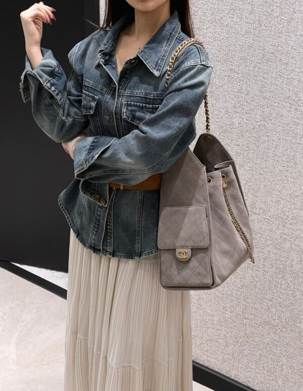 God Factory Chanel Bags Code 10440 25K Hobo Grey Medium Size 40x30x15cm