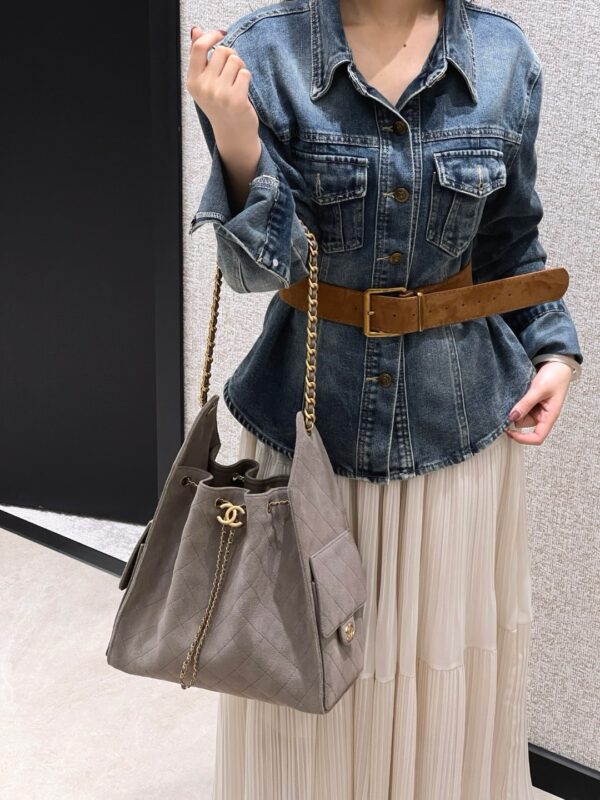 God Factory Chanel Bags Code 10440 25K Hobo Grey Medium Size 40x30x15cm