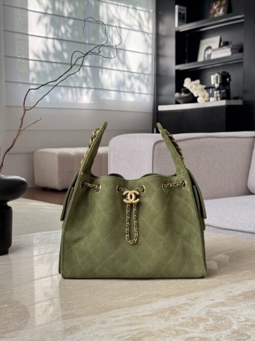 God Factory Chanel Bags Code 10449 25K Hobo Green Small Size 30x26x14cm