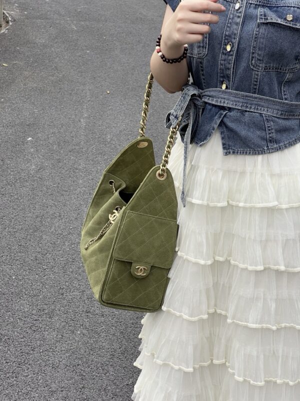 God Factory Chanel Bags Code 10449 25K Hobo Green Small Size 30x26x14cm