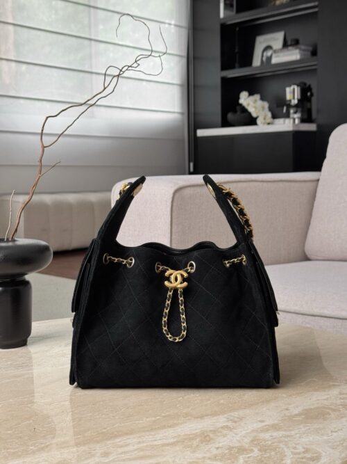 God Factory Chanel Bags Code 10447 25K Hobo Black Small Size 30x26x14cm