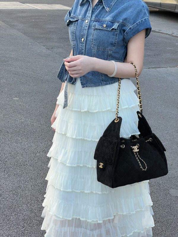 God Factory Chanel Bags Code 10447 25K Hobo Black Small Size 30x26x14cm