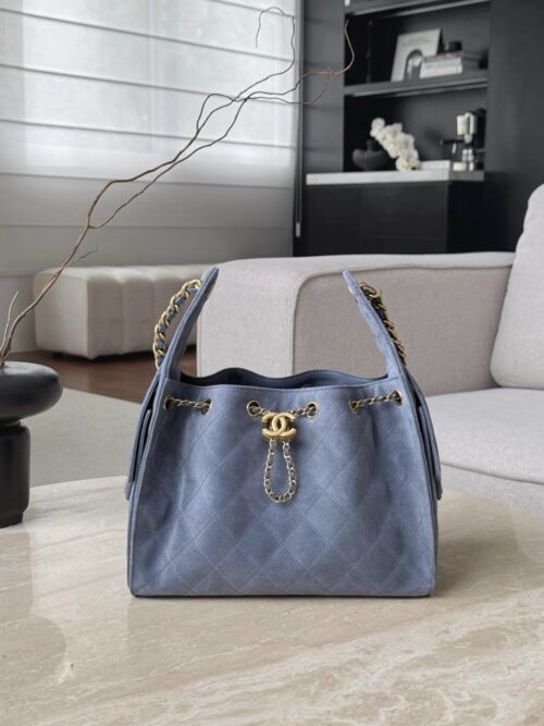 God Factory Chanel Bags Code 10445 25K Hobo Blue Small Size 30x26x14cm