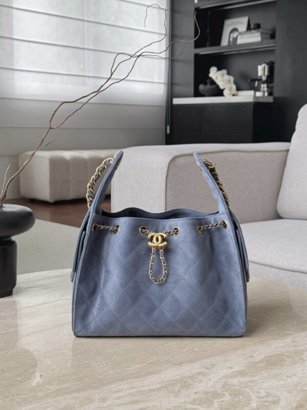 God Factory Chanel Bags Code 10445 25K Hobo Blue Small Size 30x26x14cm