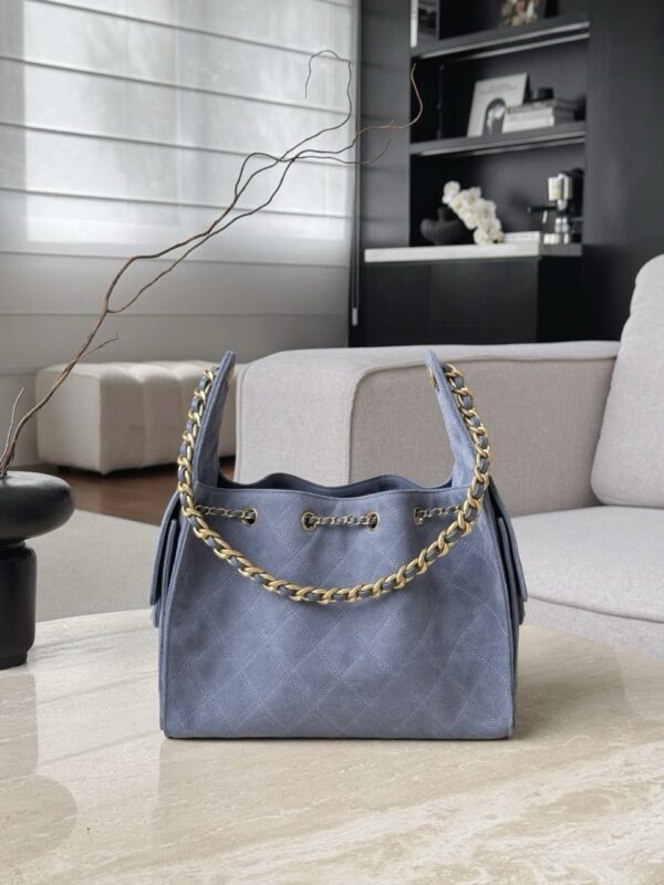 God Factory Chanel Bags Code 10445 25K Hobo Blue Small Size 30x26x14cm