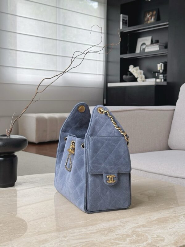 God Factory Chanel Bags Code 10445 25K Hobo Blue Small Size 30x26x14cm