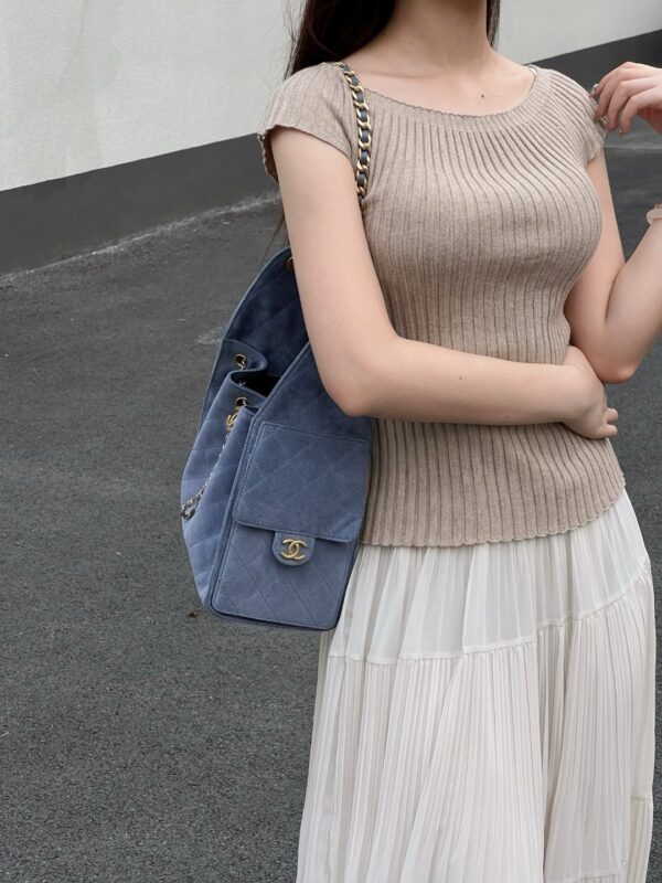 God Factory Chanel Bags Code 10445 25K Hobo Blue Small Size 30x26x14cm