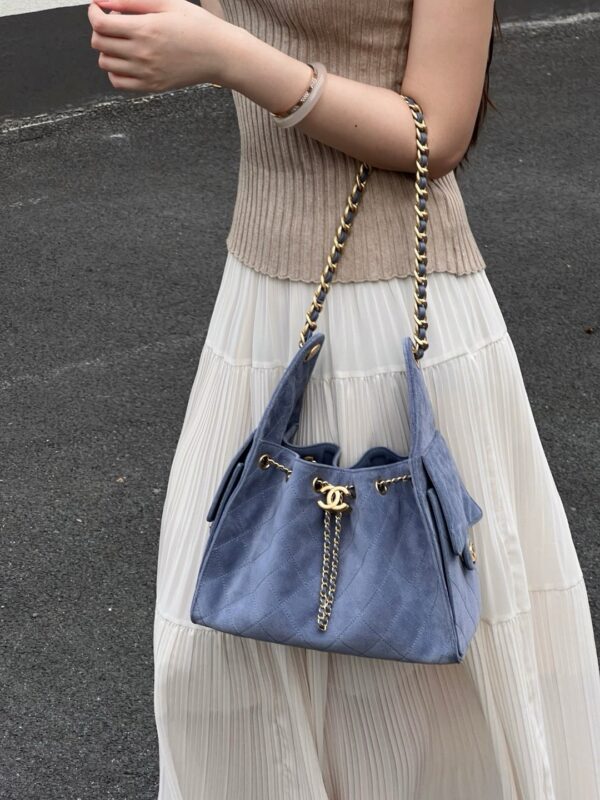 God Factory Chanel Bags Code 10445 25K Hobo Blue Small Size 30x26x14cm