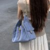 God Factory Chanel Bags Code 10445 25K Hobo Blue Small Size 30x26x14cm