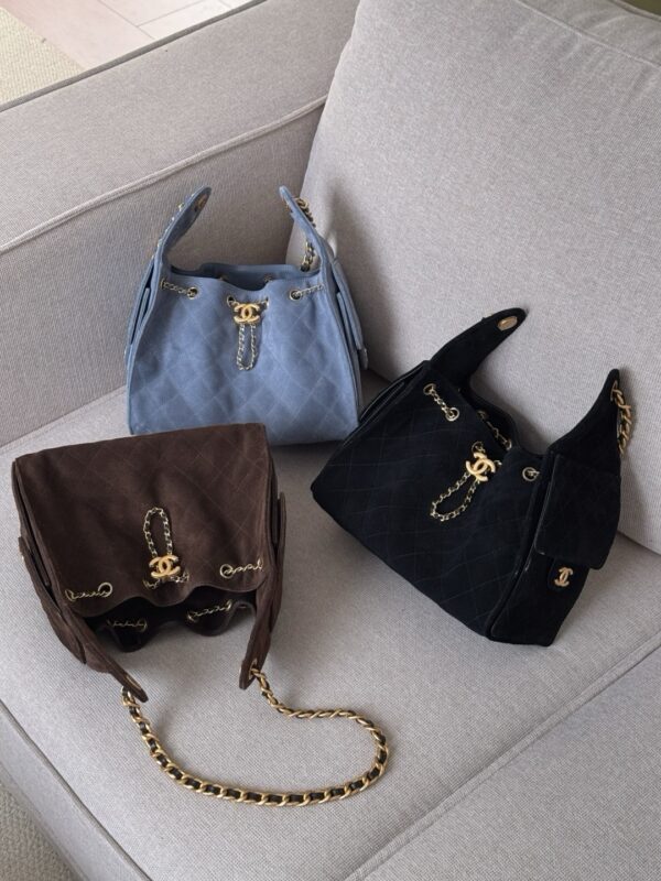 God Factory Chanel Bags Code 10445 25K Hobo Blue Small Size 30x26x14cm