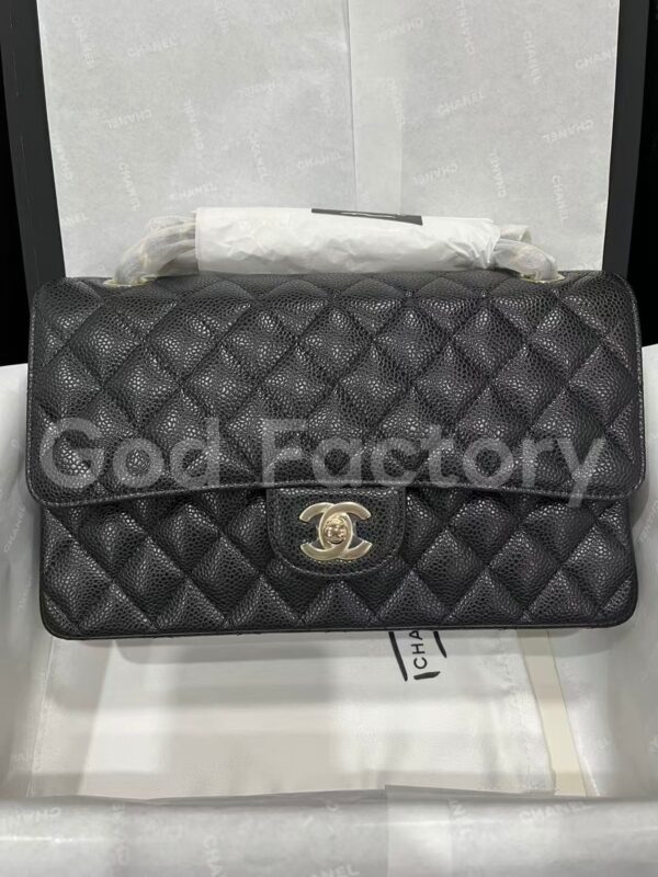 God Factory Bags QC 2026-3-29 CF25 Black Caviar Leather light gold